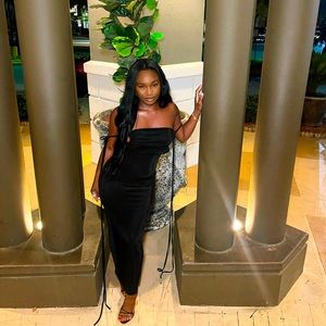 black, backless dress